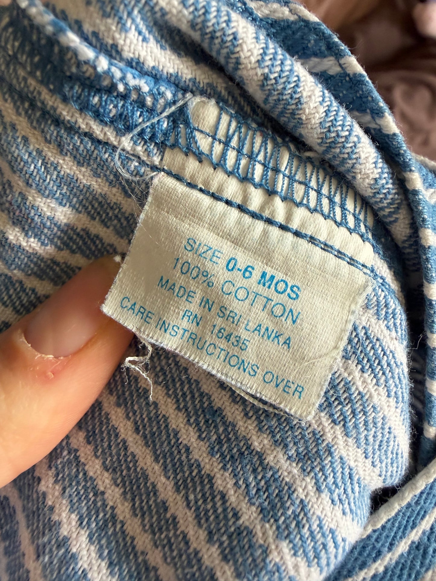 Vintage Striped Dungarees 0-6 Months