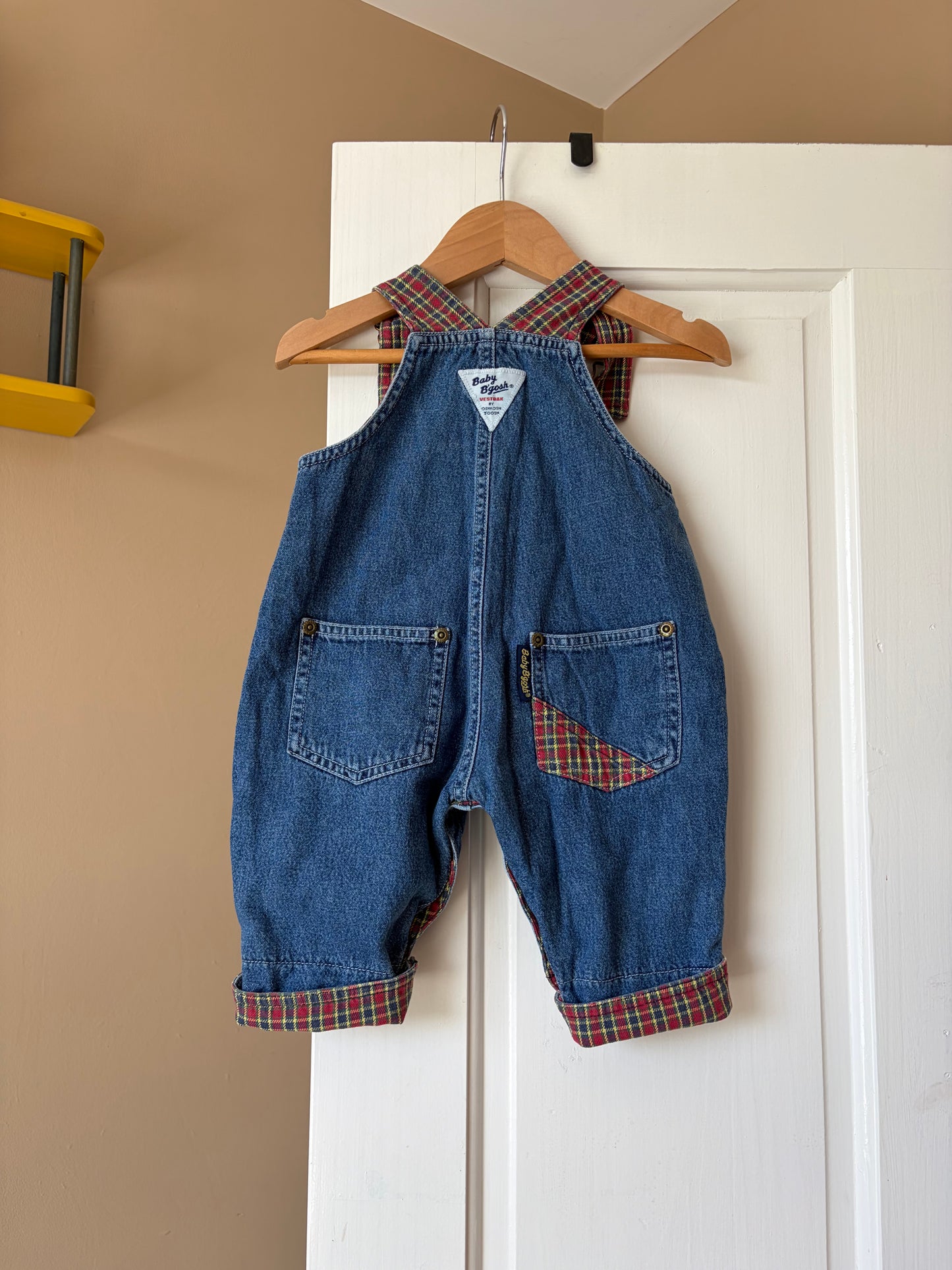 Vintage Tartan Oshkosh Dungarees 3-6 Months