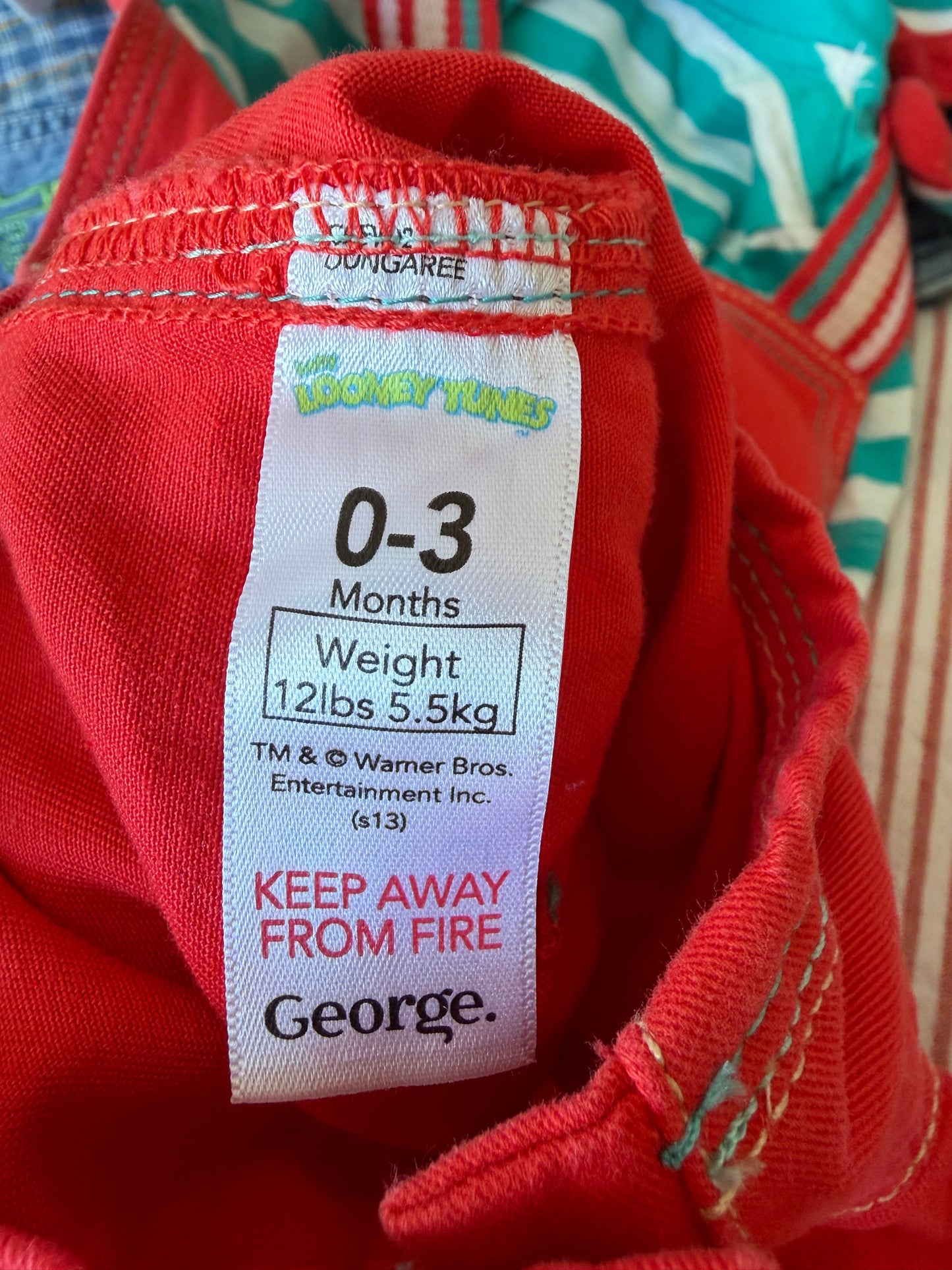Y2K Looney Tunes Dungarees, Top and Socks 0-3 Months