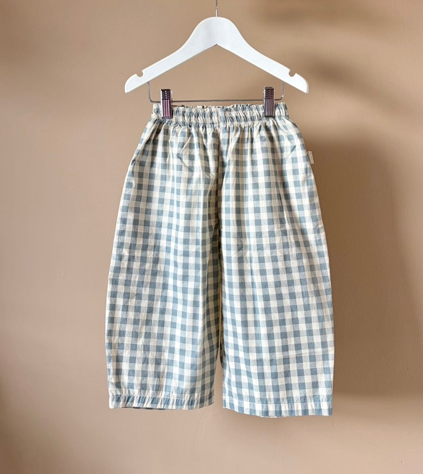 Gingham Wide Leg Trousers Blue